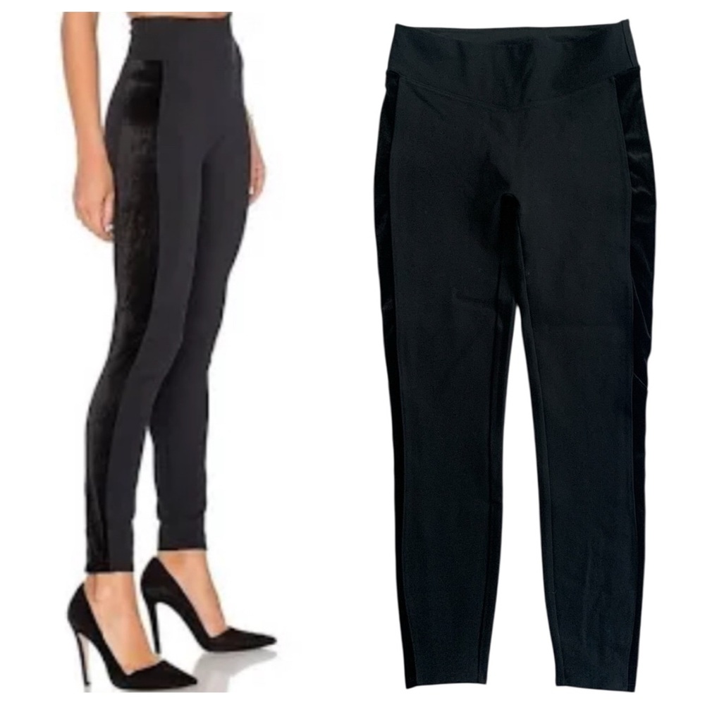 SPANX Ponte with Velvet Side Stripe Leggings Black Athleisure 20059R Size Large